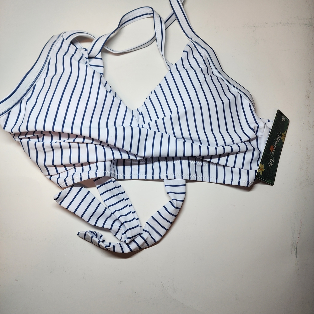 Nautical Striped Bikini TOP ONLY - Navy and White, Size M, Blooming Jelly - Picture 4 of 4